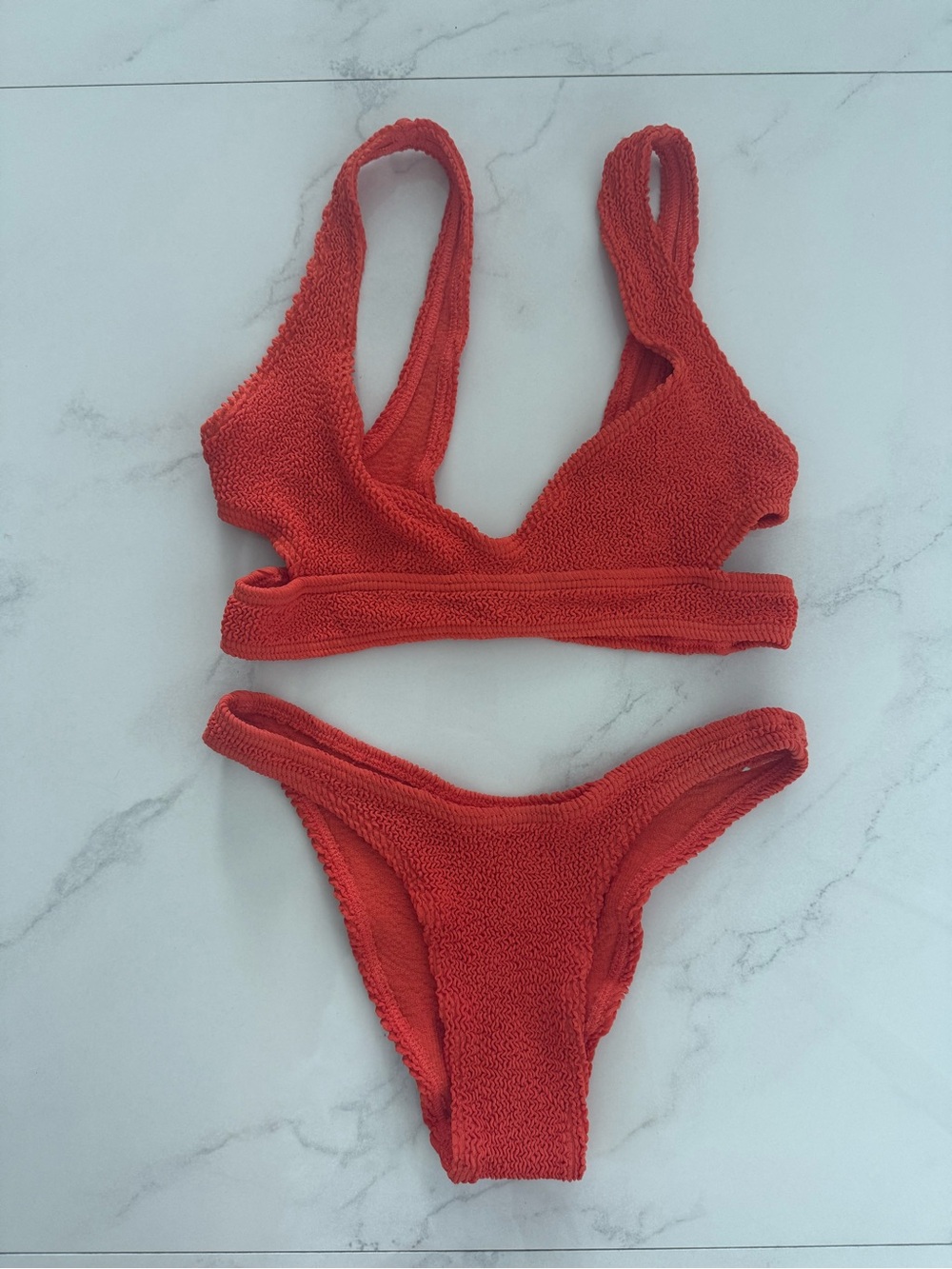 bond-eye Terracotta Red Textured Bikini Set